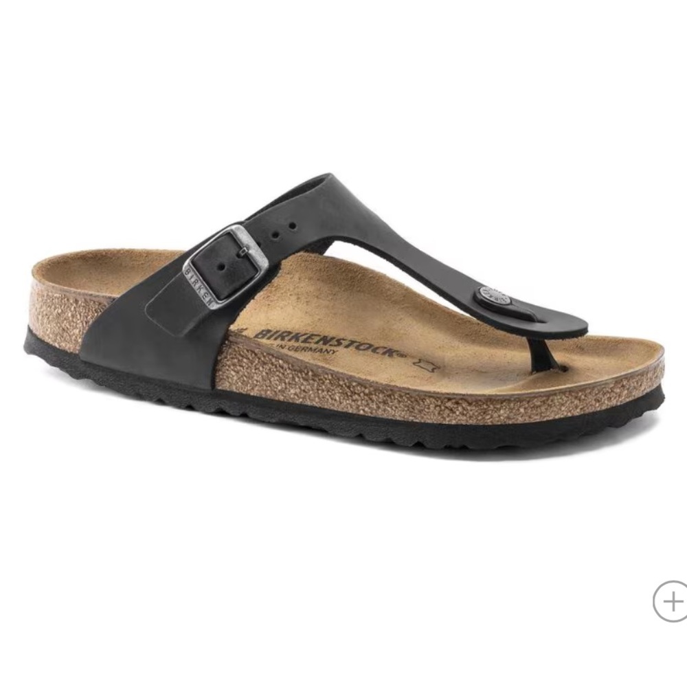 Birkenstock Gizeh Black Oiled Leather Sandals - Sz 40